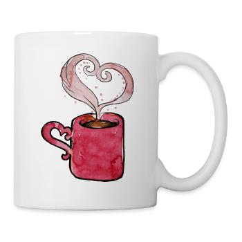 Rosa Herz-Dampfbecher - Tasse - Weiß - Rechts