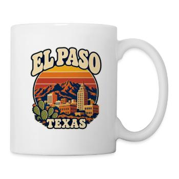 Texas El Paso Retro Skyline Sonnenuntergang - Tasse - Weiß - Rechts