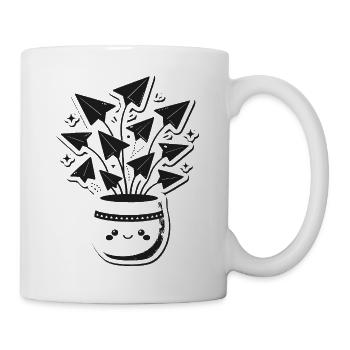 Topf voller Origami-Papierflieger - Tasse - Weiß - Rechts