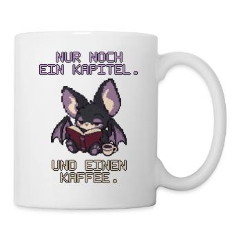 Lesende Fledermaus mit Kaffee Pixel Art - Tasse - Weiß - Rechts