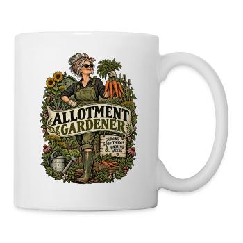 Ein grauhaariger Latzhosen mit Humor - Tasse - Weiß - Rechts