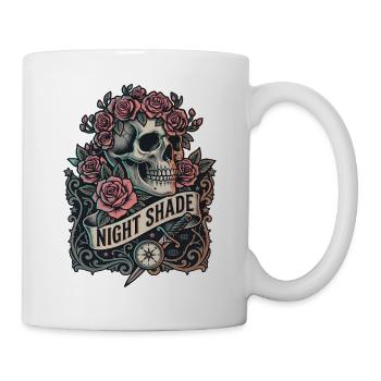 Nachtschatten-Schädel mit Nachtrosen - Tasse - Weiß - Rechts
