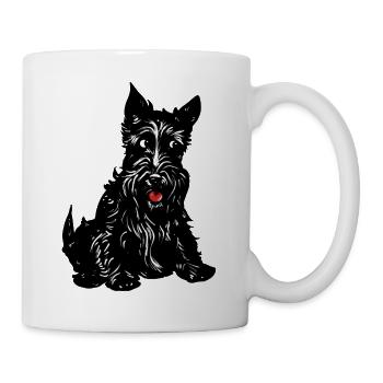 Monochrome Terrier-Linienkunst - Tasse - Weiß - Rechts