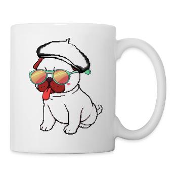 Dummer Zungen-Mops - Tasse - Weiß - Rechts