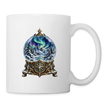 Polarlicht-Kompass in winterlicher Schneekugel - Tasse - Weiß - Rechts