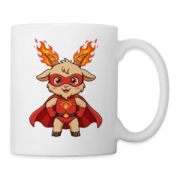 Superheld Feuer Ziege - Super Goat mit Cape - Tasse - Weiß - Rechts