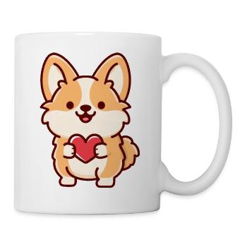 Süßer Corgi mit Herz - Tasse - Weiß - Rechts