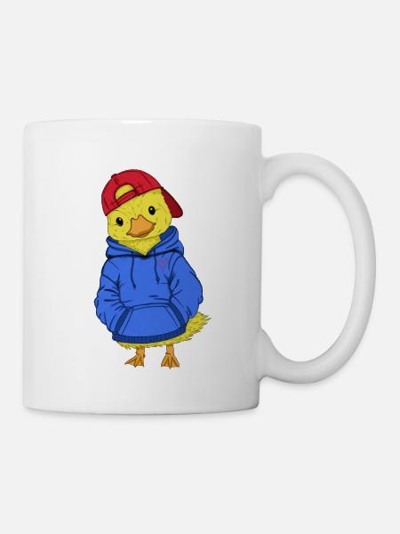 Coole Ente mit Hoodie und Cap - Tasse - Weiß