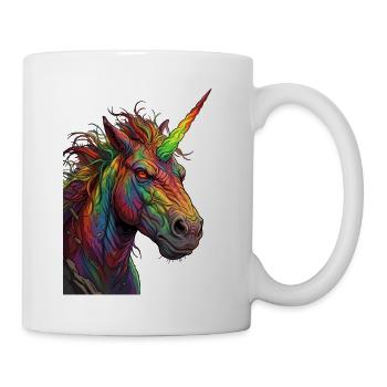 Zorniges Regenbogen Einhorn Comic Design - Tasse - Weiß - Rechts