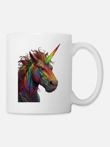 Zorniges Regenbogen Einhorn Comic Design - Tasse - Weiß