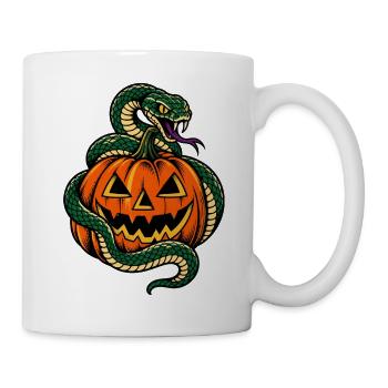 Kürbislaterne mit Schlange – Tattoo - Tasse - Weiß - Rechts