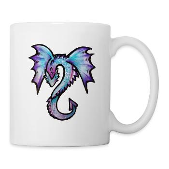 Azurblauer Drachen-Aquarellwappen - Tasse - Weiß - Rechts