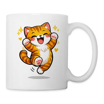 Freudige orangefarbene Katzensprung - Tasse - Weiß - Rechts