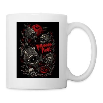 piranhas-punk-halloween-red-horror-fish-shirt - Tasse - Weiß - Rechts