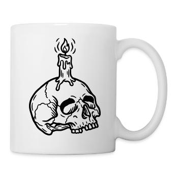 Schädel mit Kerze - Tasse - Weiß - Rechts