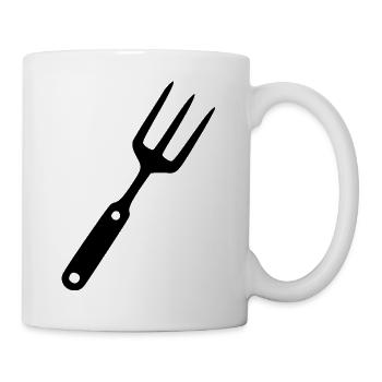 Grillzange Gabel Grillen BBQ Geschenk Weihnachten - Tasse - Weiß - Rechts