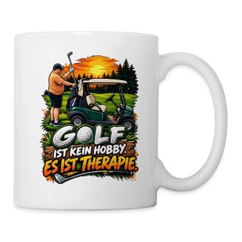Golf ist Therapie – kein Hobby - Tasse - Weiß - Rechts