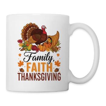 Thanksgiving-Familie Glaubenstruthahn - Tasse - Weiß - Rechts