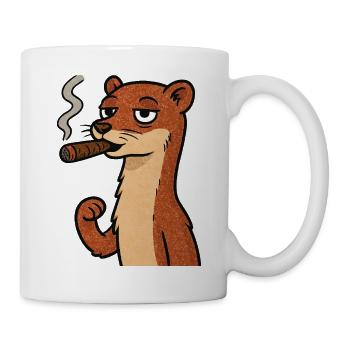 Otter mit Zigarre – Frecher Tierhumor - Tasse - Weiß - Rechts