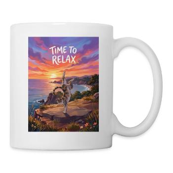 Time to Relax - Yoga Cat - Tasse - Weiß - Rechts