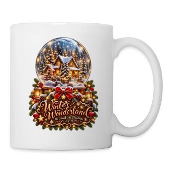 Winterzauber Schneekugel Szene - Tasse - Weiß - Rechts