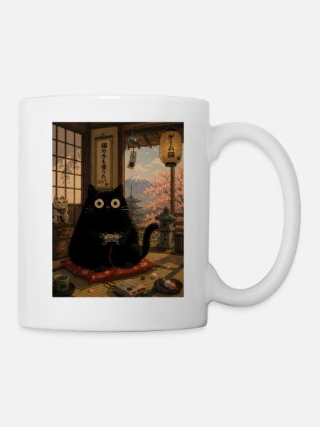 Lustiges Japan Katze Gaming Ramen - Tasse - Weiß