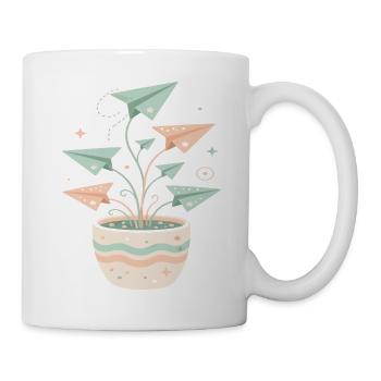 Pastellpapierflug im Blumentopf - Tasse - Weiß - Rechts