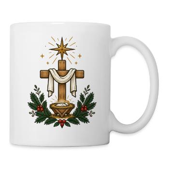 Kreuzstern Krippe Weihnacht - Tasse - Weiß - Rechts