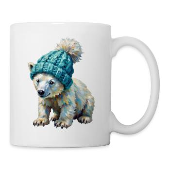 Kleiner Eisbär mit Pompon-Mütze - Tasse - Weiß - Rechts