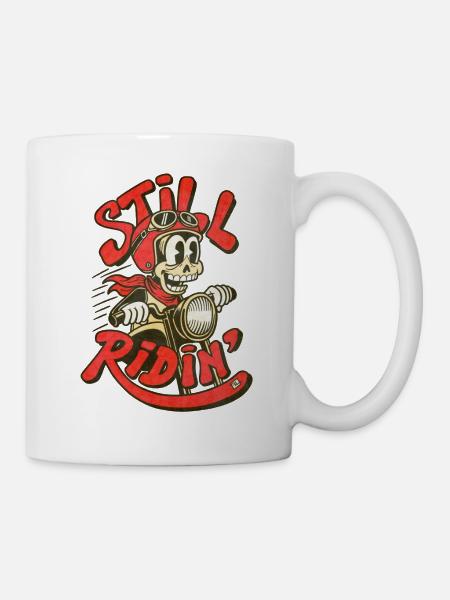 Retro-Biker-Skelett - Tasse - Weiß