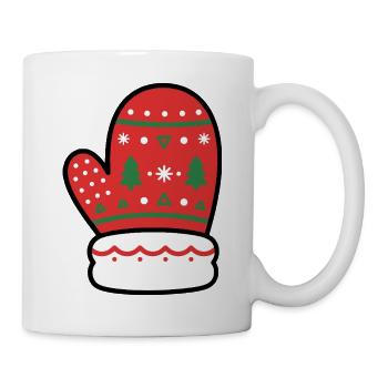 Festliche Weihnachtshandschuhe Winter-Outfit - Tasse - Weiß - Rechts