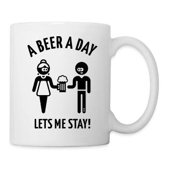 A Beer A Day Lets Me Stay! (Bier Biertrinker / 1C) - Tasse - Weiß - Rechts
