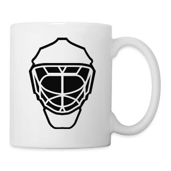 Eishockey Maske neutral einfarbig - Tasse - Weiß - Rechts