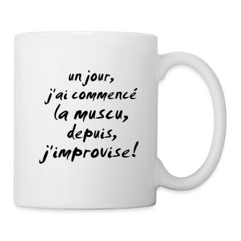la muscu,depuis s'improvise modèle homme - Mug blanc - blanc - Droite
