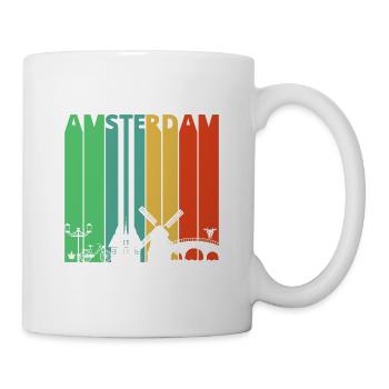Weinlese Retro Amsterdam. Holland. Niederlande. Geschenke - Tasse - Weiß - Rechts