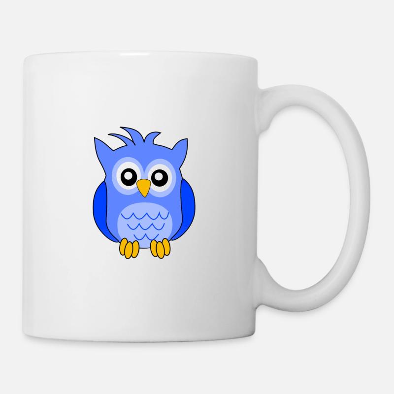 Hibou bleu - Mug blanc - blanc