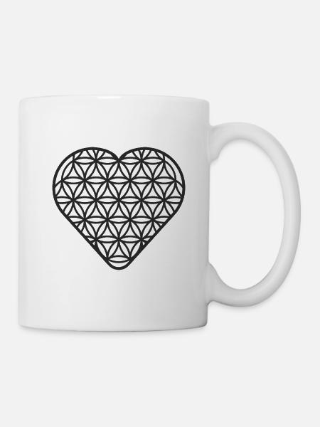 Lebensblume Herz - Tasse - Weiß