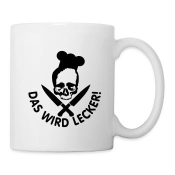 lecker kochen / kochen / lecker / skull - Tasse - Weiß - Rechts