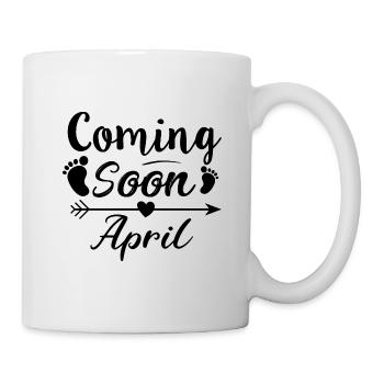 baby is coming soon April - Mug - white - Right