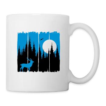 Deer in front of the moon / sun forest dwellers forest roebuck - Mug - white - Right