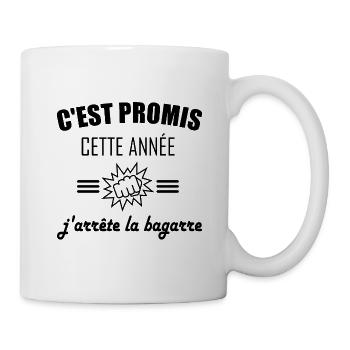 C'est promis cette année j'arrête la bagarre - Mug blanc - blanc - Droite