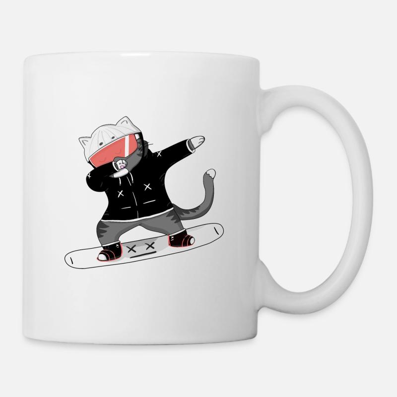 Snowboard Katze - Tasse - Weiß