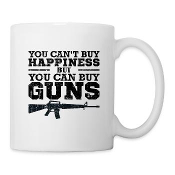 Glück kannst man nicht kaufen Schusswaffen schon - Tasse - Weiß - Rechts