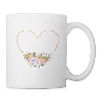 Herz Blumen personalisierbar - Tasse - Weiß - Rechts