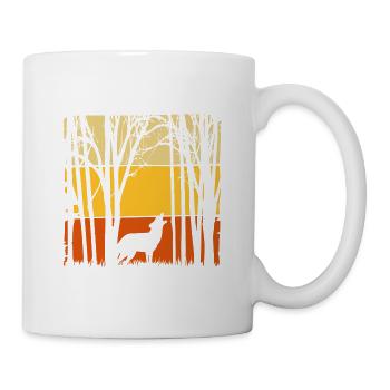 Coucher de soleil avec loup dans la forêt Loups Nature - Mug blanc - blanc - Droite