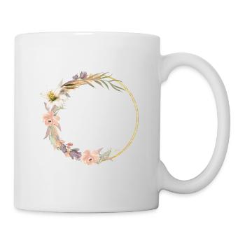 Blumen Kranz personalisierbar - Tasse - Weiß - Rechts