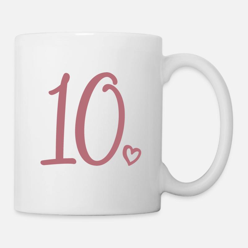 10ème anniversaire Filles 10 ans Mignon Numéro 10 - Mug blanc - blanc