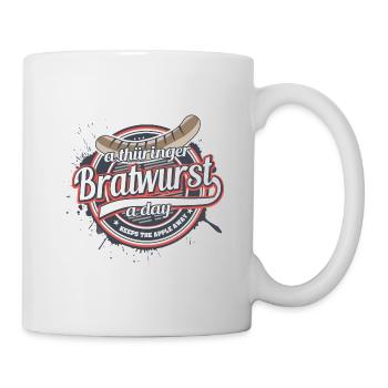 A thüringer Bratwurst a day keeps the apple away - Mug - white - Right