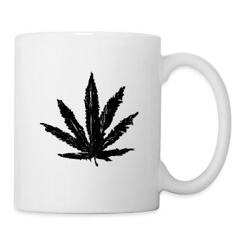 Hanfblatt schwarz - Tasse - Weiß - Rechts