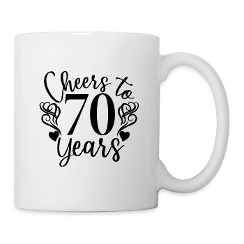 Cheers To 70 Years 70th Birthday Anniversary - Mug - white - Right